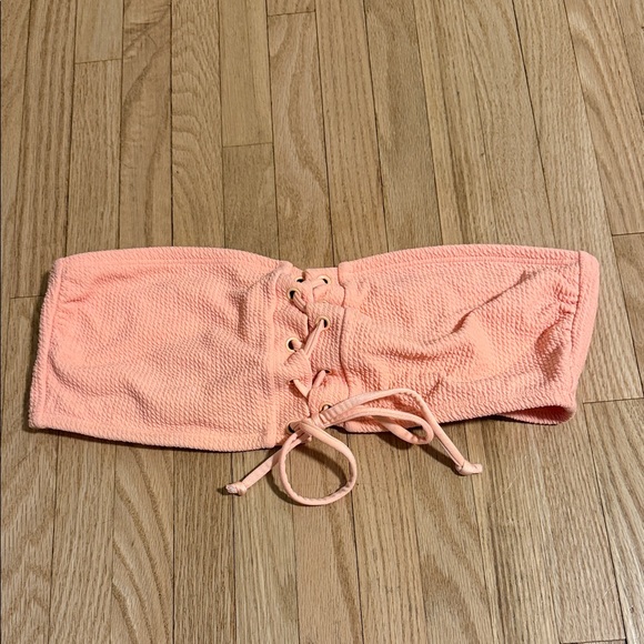 3/$12 Peach Lace-Up Bandeau Swim Top - Picture 2 of 5
